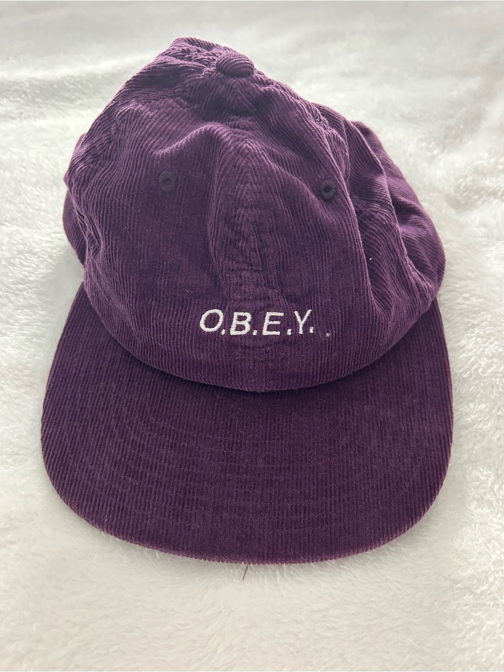 Obey Corduroy Cap in Plum Purple